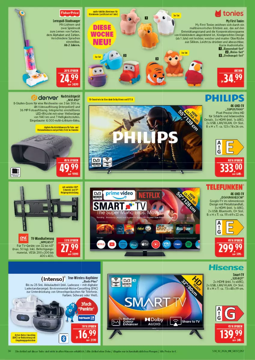 Aktueller Prospekt Marktkauf - Prospekt - von 01.03 bis 07.03.2026 - strona 30 - produkty: akku, auer, Bau, Bauer, deo, eis, elle, ente, HDMI, intenso, Kinder, kopfhörer, natur, natura, Philips, reis, rel, Ria, staubsauger, telefon, telefunken, Ti, uhd, UHD-TV, usb, wandhalterung, WICK