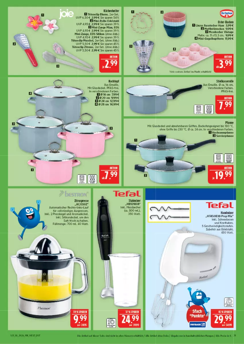 Aktueller Prospekt Marktkauf - Prospekt - von 01.03 bis 07.03.2026 - strona 31 - produkty: Ausstecher, auto, Becher, blume, decke, Deckel, edelstahl, eis, Glasdeckel, handmixer, Kochtopf, küche, Küchen, Küchenhelfer, maille, Messbecher, Mixer, Muffin, pfanne, reis, saft, Schneebesen, stielkasserolle, tefal, Ti, tisch, topf, Tüte, zitrone, Zitruspresse