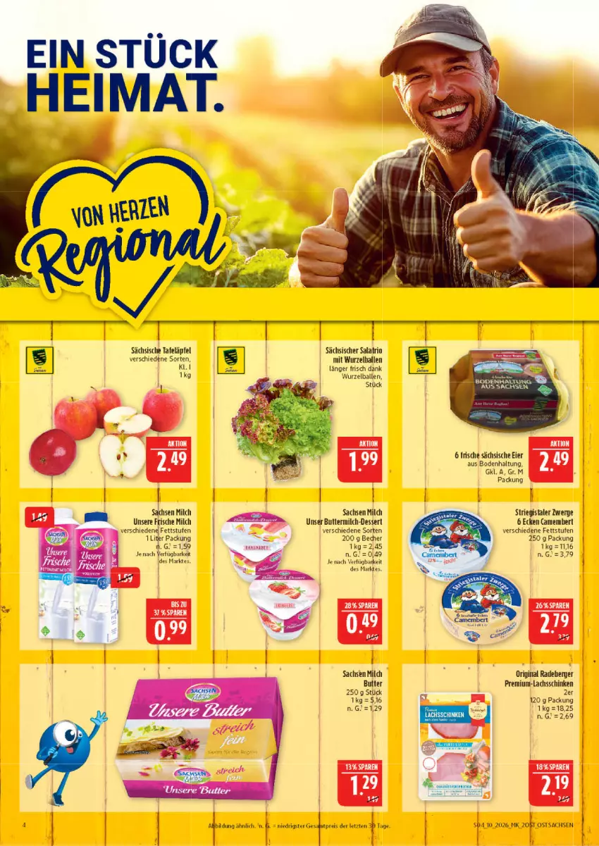 Aktueller Prospekt Marktkauf - Prospekt - von 01.03 bis 07.03.2026 - strona 4 - produkty: ball, Becher, butter, buttermilch, camembert, dessert, eier, eis, frische milch, gin, lachs, lachsschinken, milch, reis, sac, salat, schinken, tafeläpfel, ZTE