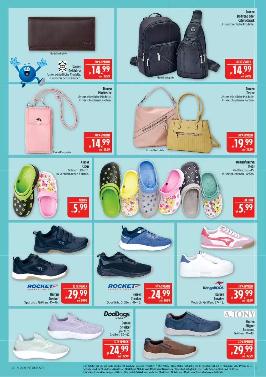 Aktueller Prospekt Marktkauf - Prospekt - von 01.03 bis 07.03.2026 - strona 41 - produkty: bett, body, Clogs, dell, eis, elle, Geldbörse, Kinder, Mode, reis, rucksack, sac, schuhe, sneaker, Spiele, Sport, Tasche, Ti