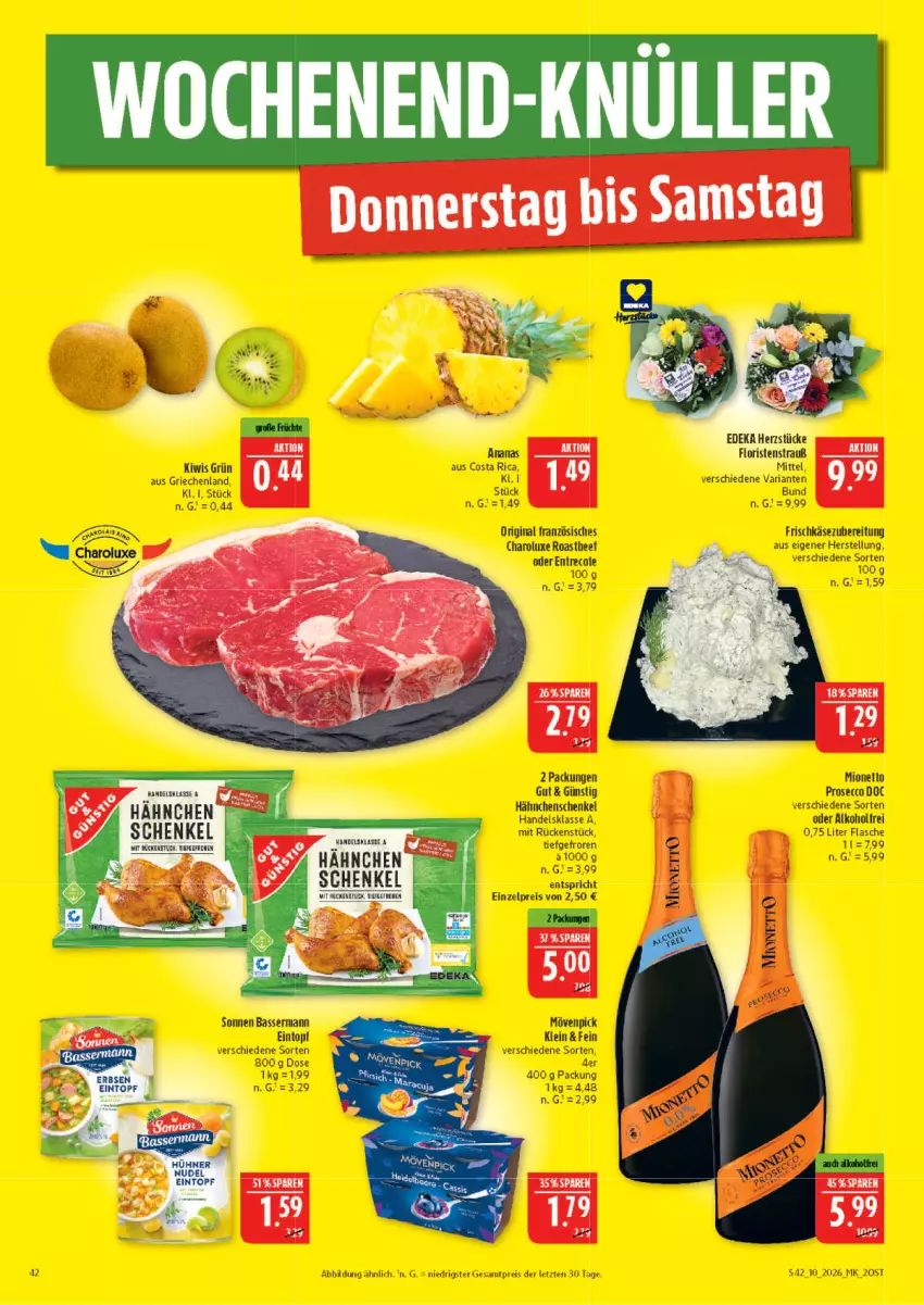 Aktueller Prospekt Marktkauf - Prospekt - von 01.03 bis 07.03.2026 - strona 42 - produkty: alkohol, ananas, ecco, eintopf, eis, flasche, frischkäse, frischkäsezubereitung, gin, hähnchenschenkel, henkel, Käse, kiwi, mövenpick, prosecco, reis, Ria, schenkel, Ti, topf, ZTE