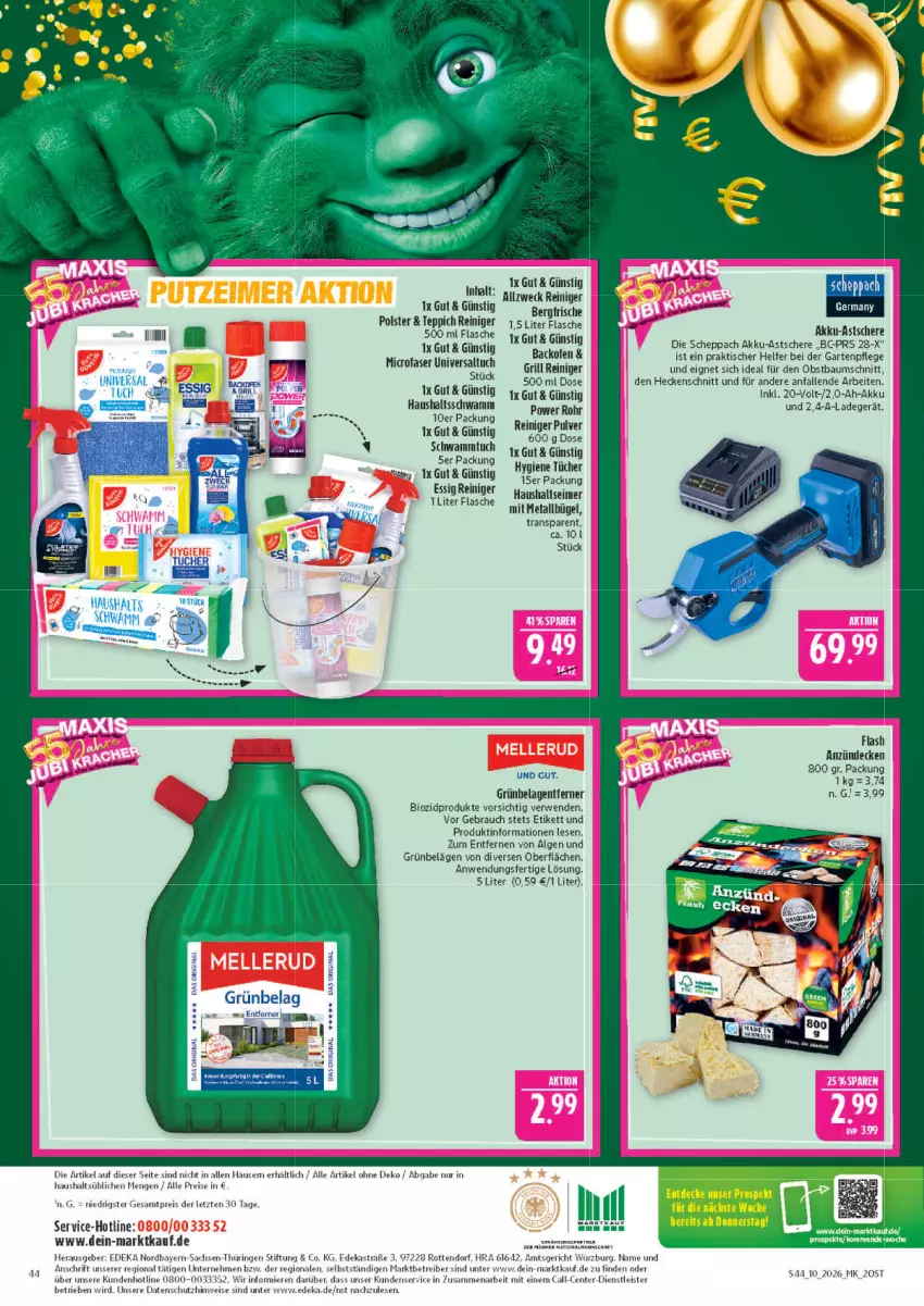 Aktueller Prospekt Marktkauf - Prospekt - von 01.03 bis 07.03.2026 - strona 44 - produkty: akku, Akku-Astschere, Astra, backofen, Bau, bio, biozidprodukte, bügel, decke, deka, eimer, eis, ente, essig, flasche, Garten, Germ, gin, grill, ladegerät, LG, obst, Ofen, Rauch, reiniger, reis, ring, rwe, sac, Schere, schwamm, teppich, Ti, tisch, tuc, tücher, ZTE