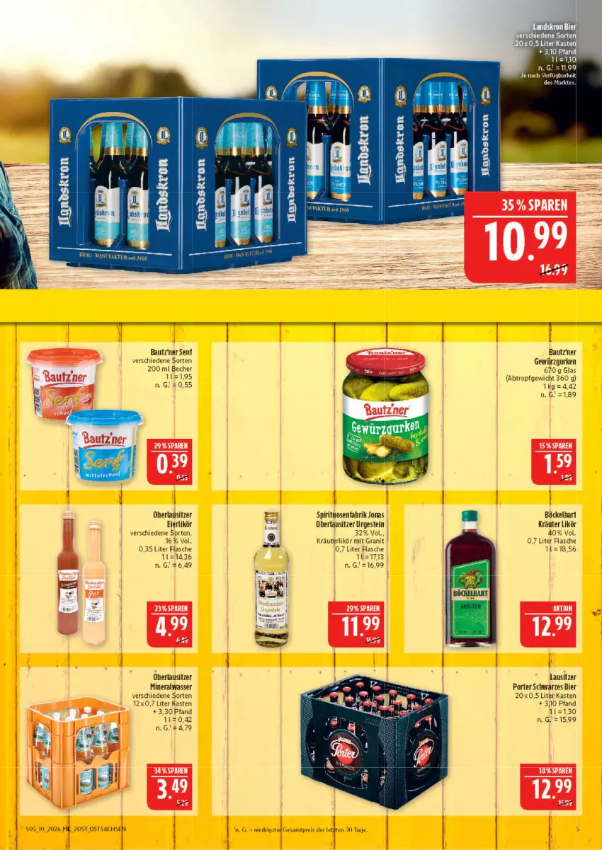 Aktueller Prospekt Marktkauf - Prospekt - von 01.03 bis 07.03.2026 - strona 5 - produkty: Alwa, Bau, Becher, bier, eier, eierlikör, eis, flasche, gewürz, Gewürzgurke, gewürzgurken, gurke, gurken, kräuter, kräuterlikör, likör, mineralwasser, reis, sac, senf, spirituosen, tee, wasser