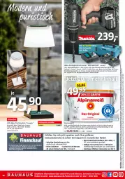 Gazetka promocyjna Bauhaus - Prospekte - Gazetka - ważna od 29.04 do 29.04.2023 - strona 48 - produkty: abholpreise, akku, Akku-Schlagbohrschrauber, alpina, Alpinaweiß, angebot, angebote, Bank, Bau, Bohrschrauber, dekoration, dell, dimmer, eis, elle, Heu, Holz, HP, koffer, kraft, ladegerät, lamm, Leuchte, leuchtmittel, LG, Mode, Persona, reis, rum, Ti, tisch, tischleuchte