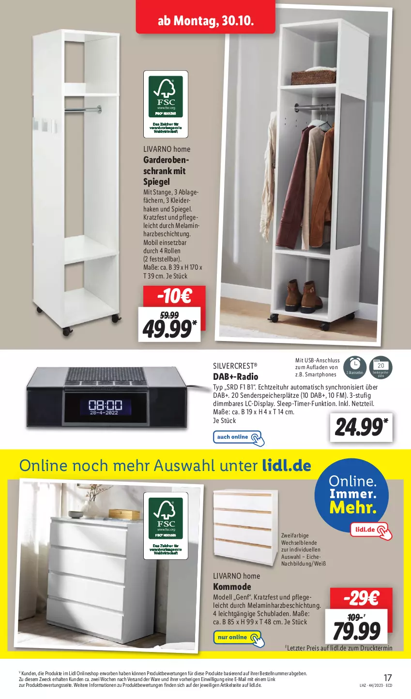 Aktueller Prospekt Lidl - Aktionsprospekt - von 30.10 bis 04.11.2023 - strona 25 - produkty: auto, dell, eis, elle, enders, Garderobe, garderobenschrank, kleid, kleider, kommode, Mode, Radio, reis, Schrank, schubladen, silvercrest, smartphone, smartphones, spiegel, Ti, timer, tisch, uhr, usb, weck, ZTE