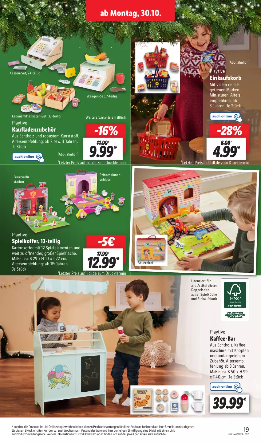 Aktueller Prospekt Lidl - Aktionsprospekt - von 30.10 bis 04.11.2023 - strona 29 - produkty: auer, Bau, Bauer, einkaufskorb, eis, ente, Holz, kaffee, koffer, korb, küche, lebensmittel, reis, Ria, rwe, Spiele, Spielküche, Ti, Waage, weck, ZTE