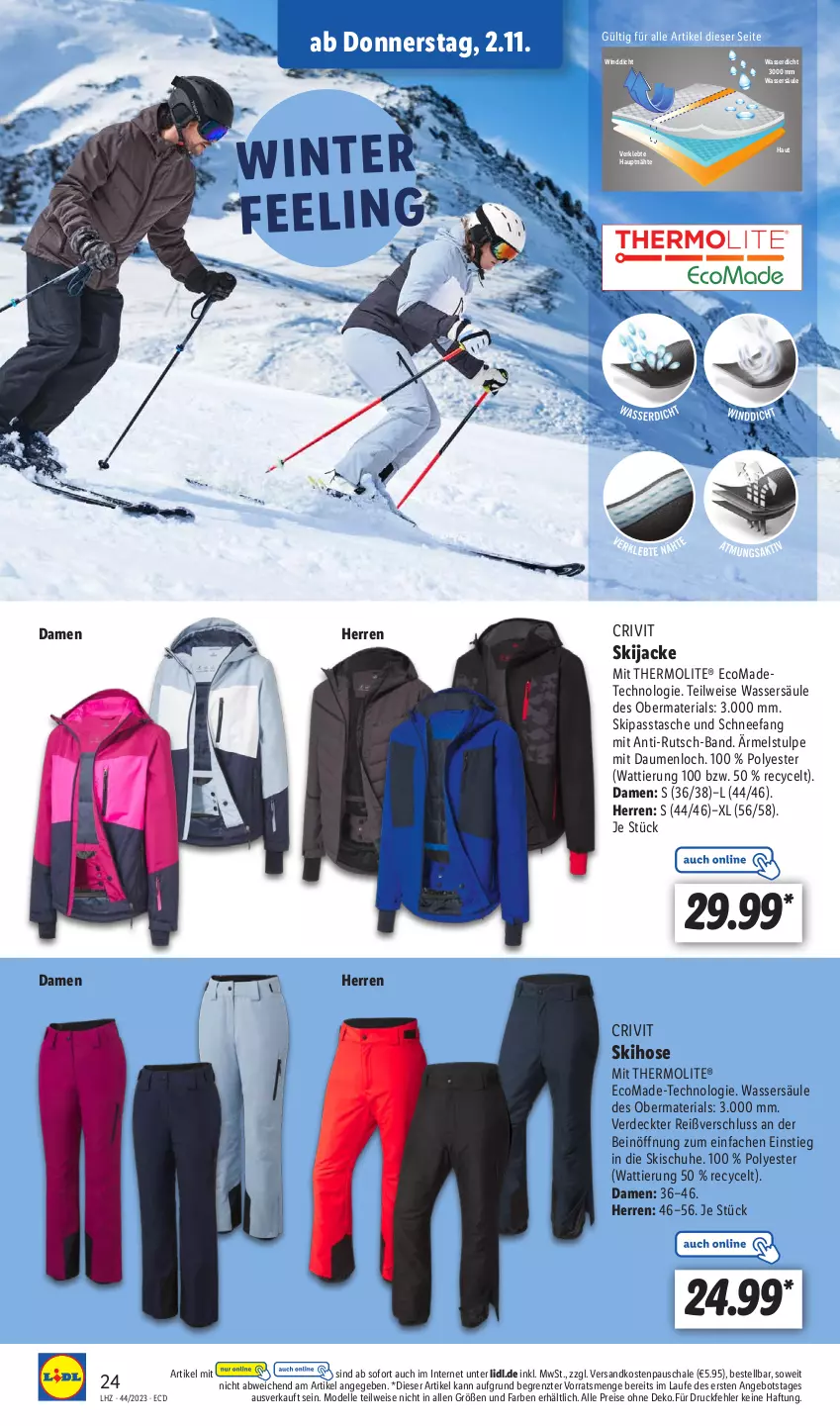 Aktueller Prospekt Lidl - Aktionsprospekt - von 30.10 bis 04.11.2023 - strona 34 - produkty: angebot, crivit, dell, eis, elle, erde, hose, Jacke, kleid, Kleidung, Mode, ndk, reis, Ria, ring, Schal, Schale, schuhe, Tasche, Ti, wasser, ZTE