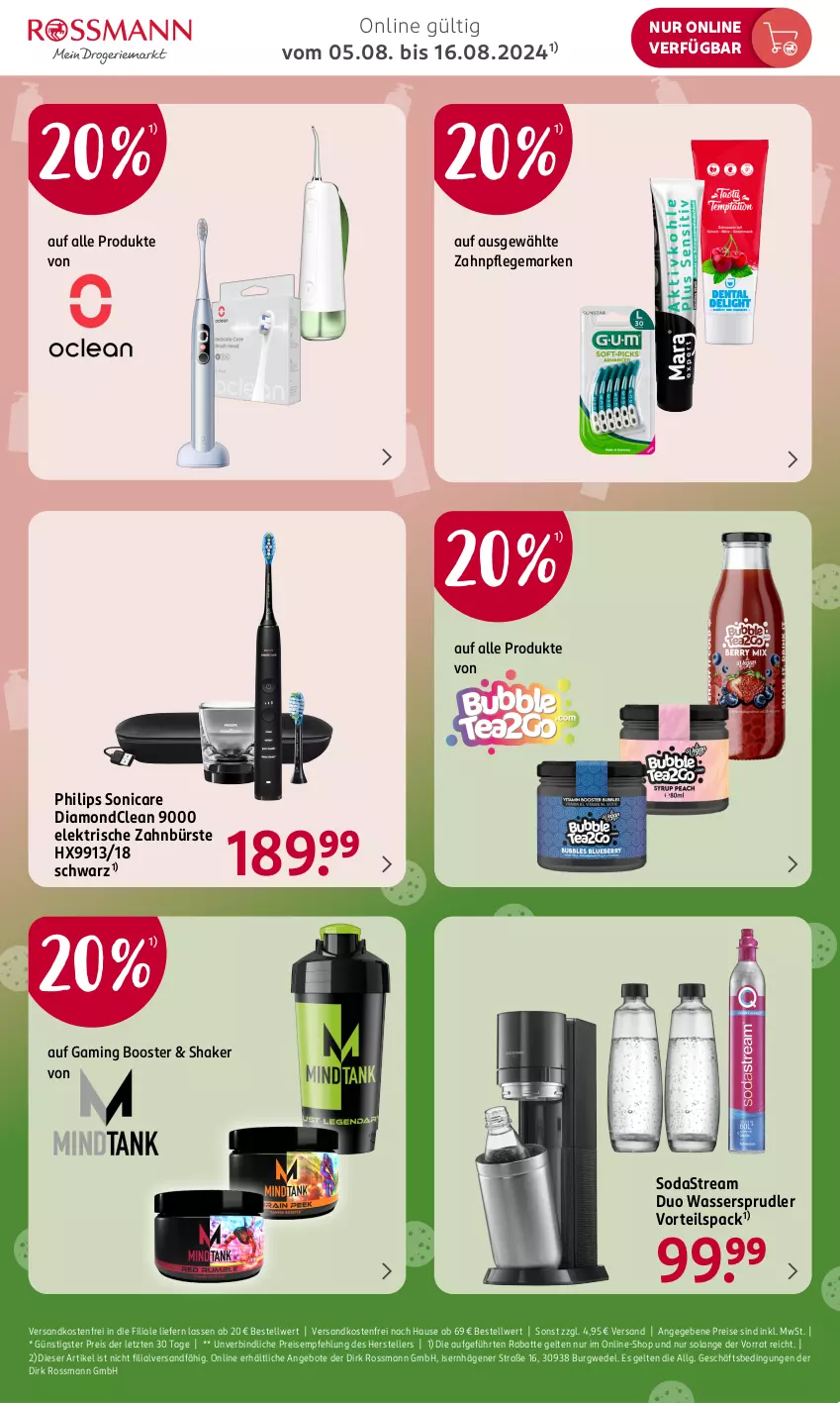 Aktueller Prospekt Rossmann - Prospekte - von 05.08 bis 16.08.2024 - strona 3 - produkty: angebot, angebote, bürste, eis, elektrische zahnbürste, elle, LG, ndk, Philips, reis, shake, Soda, sodastream, sonicare, teller, Ti, versandkostenfrei, wasser, wassersprudler, wedel, zahnbürste, ZTE