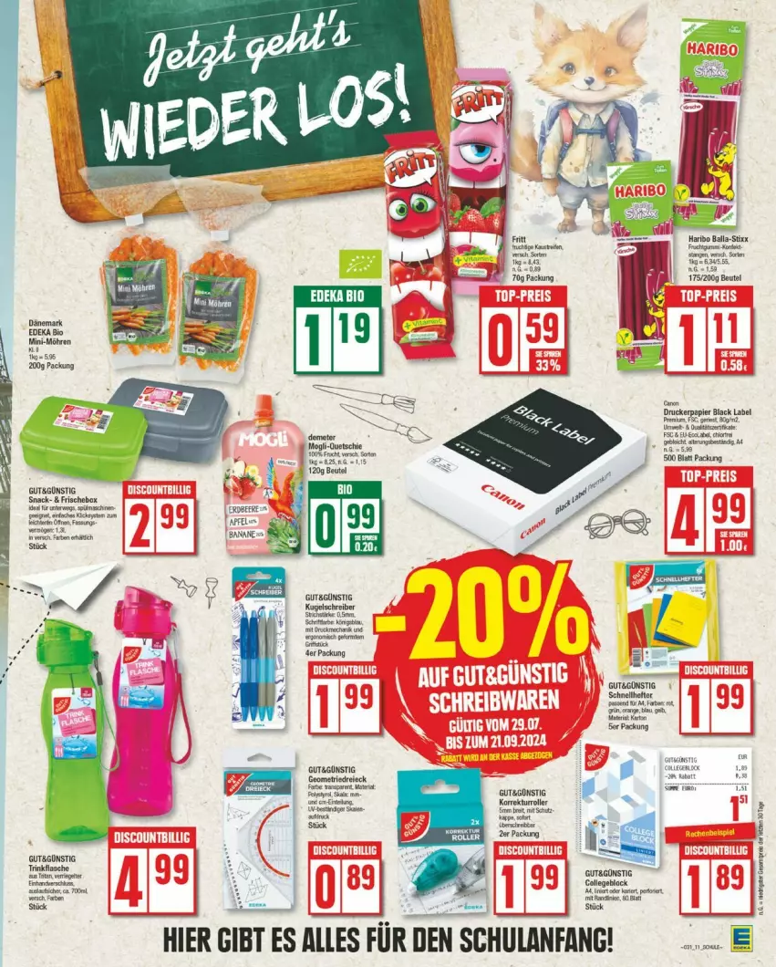 Aktueller Prospekt Edeka - Prospekte - von 29.07 bis 03.08.2024 - strona 11 - produkty: apfel, ball, banane, beere, beutel, Brei, deka, erdbeere, haribo, Hefte, Kugel, kugelschreiber, LG, Mini-Möhren, möhren, Roller, Schnellhefter, snack, tesa, Ti