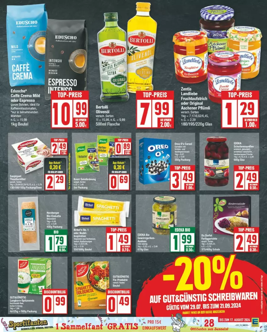 Aktueller Prospekt Edeka - Prospekte - von 29.07 bis 03.08.2024 - strona 13 - produkty: aufstrich, auto, eis, flasche, frucht, fruchtaufstrich, gin, kaffee, kaffeevollautomat, kaffeevollautomaten, landliebe, reis, tee, Ti, tomate, tomaten, top-preis, vollautomaten