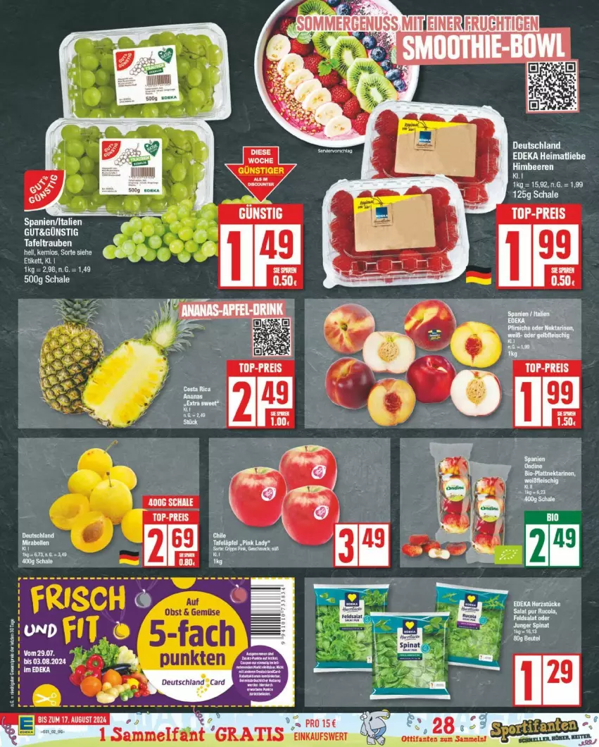 Aktueller Prospekt Edeka - Prospekte - von 29.07 bis 03.08.2024 - strona 2 - produkty: Bau, beere, beeren, deka, eis, frucht, himbeer, himbeere, himbeeren, nuss, reis, Schal, Schale, Ti, top-preis