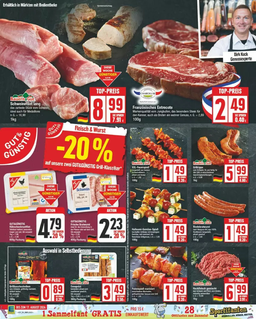 Aktueller Prospekt Edeka - Prospekte - von 29.07 bis 03.08.2024 - strona 4 - produkty: braten, bratwurst, eis, filet, HP, jungbullen, medaillons, nuss, reis, rind, rum, schwein, schweine, schweinefilet, steak, top-preis, wein, weine, wurst