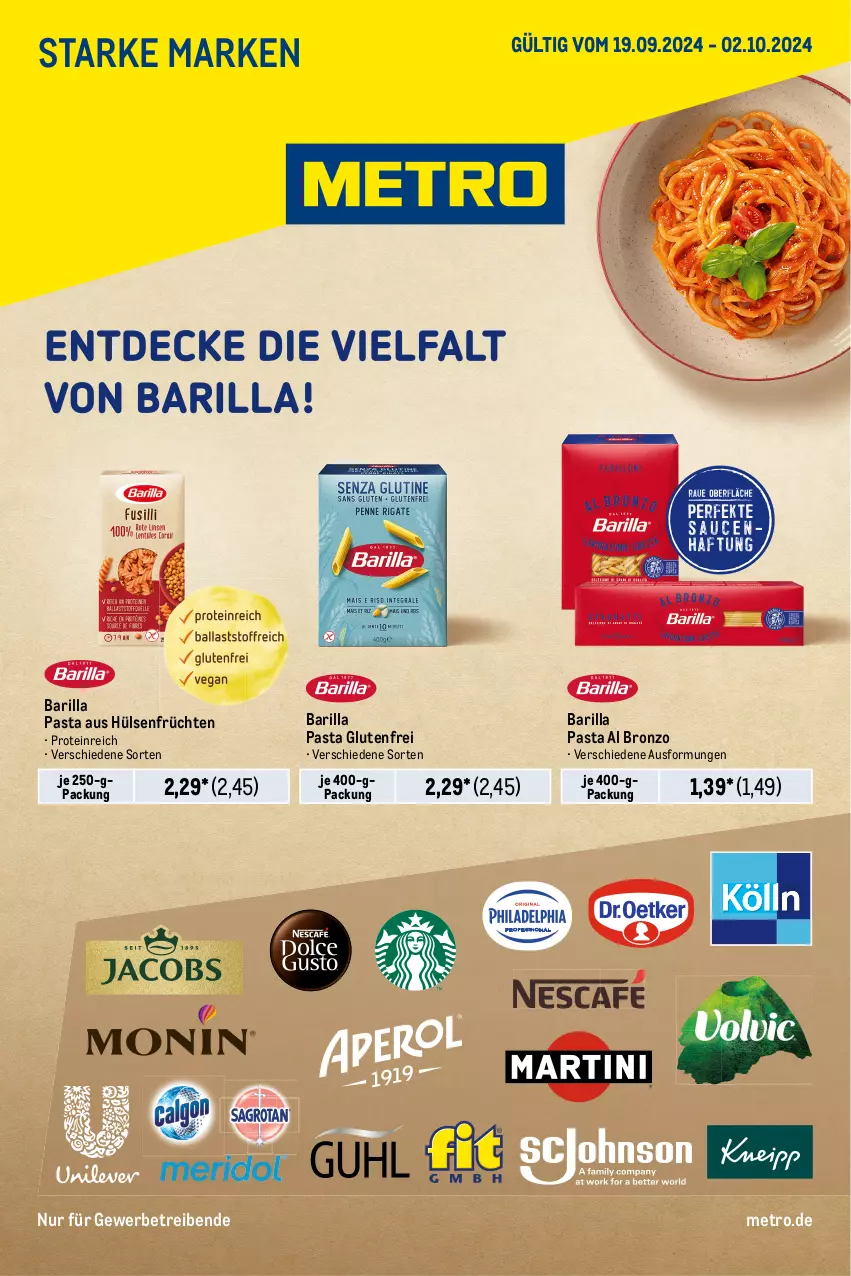 Aktueller Prospekt Metro - Starke Marken - von 19.09 bis 02.10.2024 - strona 1 - produkty: barilla, früchte, früchten, hülsenfrüchte, Metro, pasta, senf, Ti