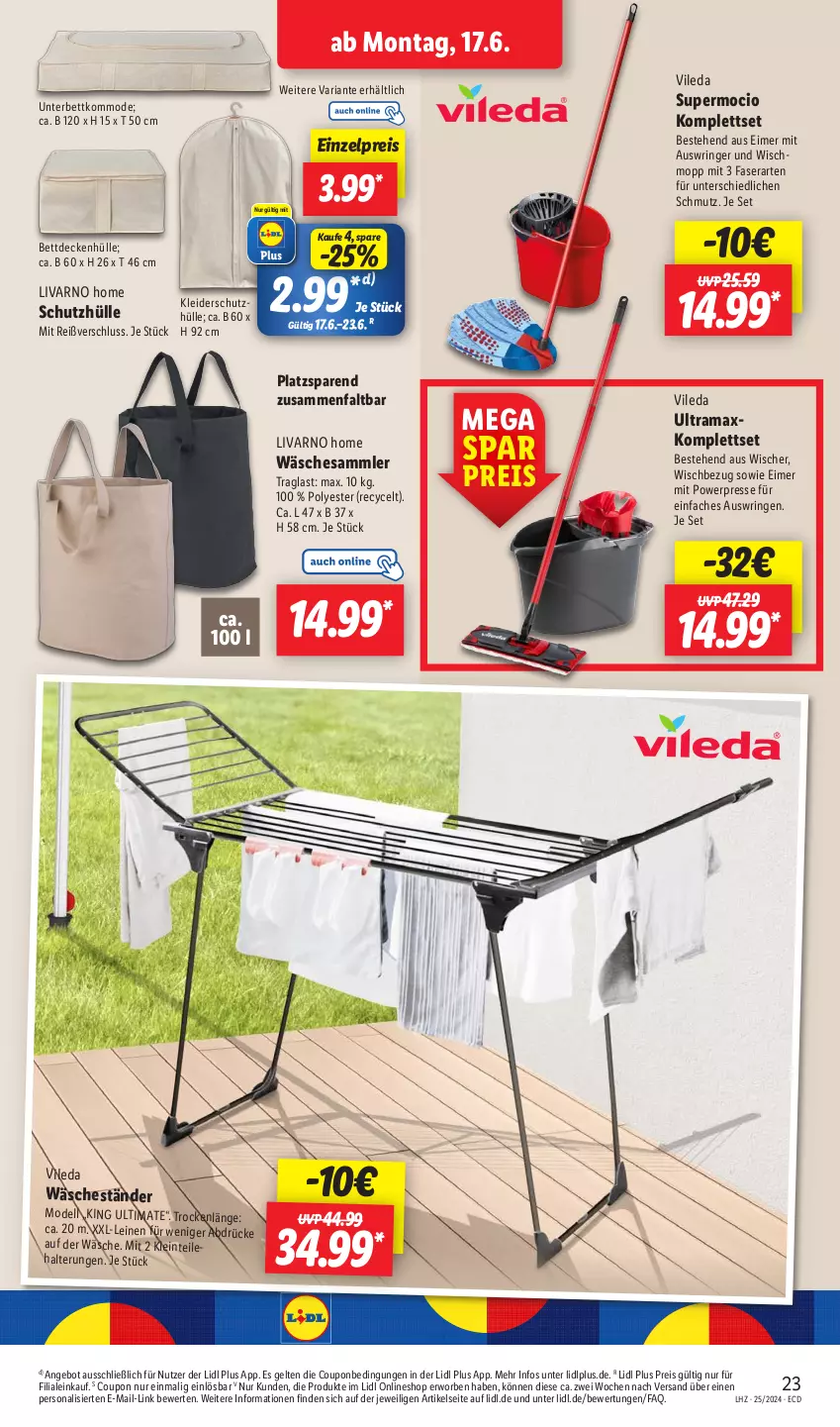 Aktueller Prospekt Lidl - Aktionsprospekt - von 17.06 bis 22.06.2024 - strona 27 - produkty: angebot, bett, coupon, decke, dell, eimer, eis, kleid, kleider, kommode, leine, Mode, Persona, rama, reis, Ria, ring, schutzhülle, Ti, vileda, Wischmopp