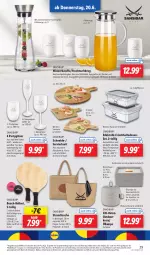 Gazetka promocyjna Lidl - Aktionsprospekt - Gazetka - ważna od 22.06 do 22.06.2024 - strona 35 - produkty: angebot, auer, ball, Bau, champagne, champagner, coupon, decke, Deckel, edelstahl, eis, frischhaltedosen, frucht, fruchtsaft, Gläser, Holz, Karaffe, kerze, Lampe, papier, Persona, reis, Ria, rwe, saft, strandtasche, Tasche, Ti, wasser, Wasserkaraffe, wein, Weingläser