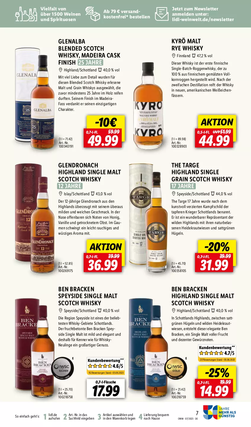 Aktueller Prospekt Lidl - Juli-Highlights in der Weinwelt - von 01.07 bis 31.07.2023 - strona 7 - produkty: blended scotch, blended scotch whisky, elle, ente, Finish, flasche, frucht, gewürz, Heidekraut, Holz, honig, korb, korn, Kraut, mac, natur, ndk, nuss, obst, Rauch, reifen, schott, scotch, scotch whisky, single malt, spirituosen, Ti, vanille, versandkostenfrei, wein, weine, whisky, Wild, ZTE