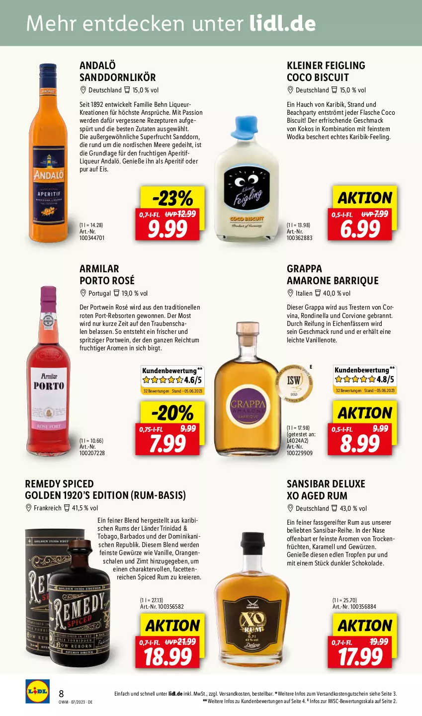 Aktueller Prospekt Lidl - Juli-Highlights in der Weinwelt - von 01.07 bis 31.07.2023 - strona 8 - produkty: amaro, aperitif, Bad, decke, eier, eis, elle, erde, flasche, frucht, früchte, früchten, gewürz, grappa, gutschein, HP, karamell, kleiner feigling, kokos, leine, likör, liqueur, mac, ndk, orange, orangen, Portwein, rezept, rum, sanddorn, Schal, Schale, schoko, schokolade, Ti, trauben, Trockenfrüchte, vanille, wein, WICK, wodka