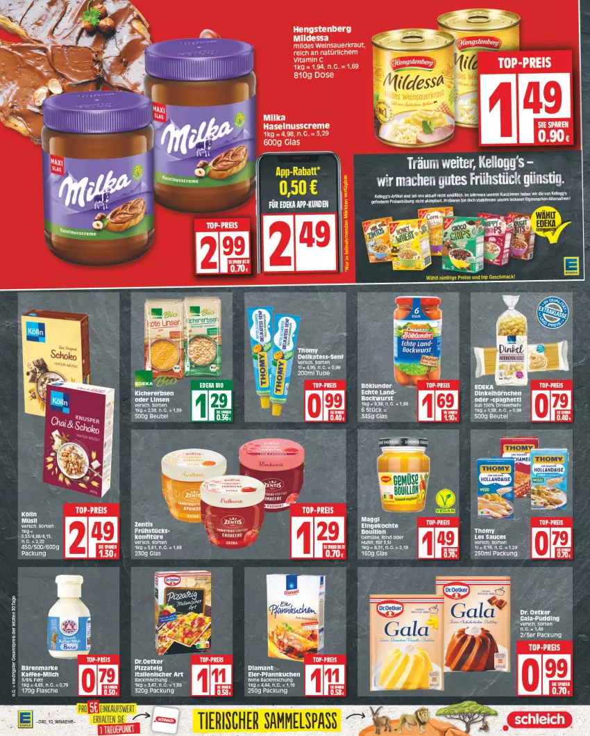 Aktueller Prospekt E Center - Angebote der Woche - von 02.10 bis 07.10.2023 - strona 10 - produkty: auer, backmischung, bärenmarke, beere, böklunder, creme, eis, elle, ente, erdbeere, haselnuss, Haselnusscreme, hengstenberg, Kellogg‘s, Kraut, linsen, mac, maggi, nuss, reis, rind, sauce, Sauerkraut, Ti, top-preis, vita, Vitamin C, wein, Weinsauerkraut, zentis