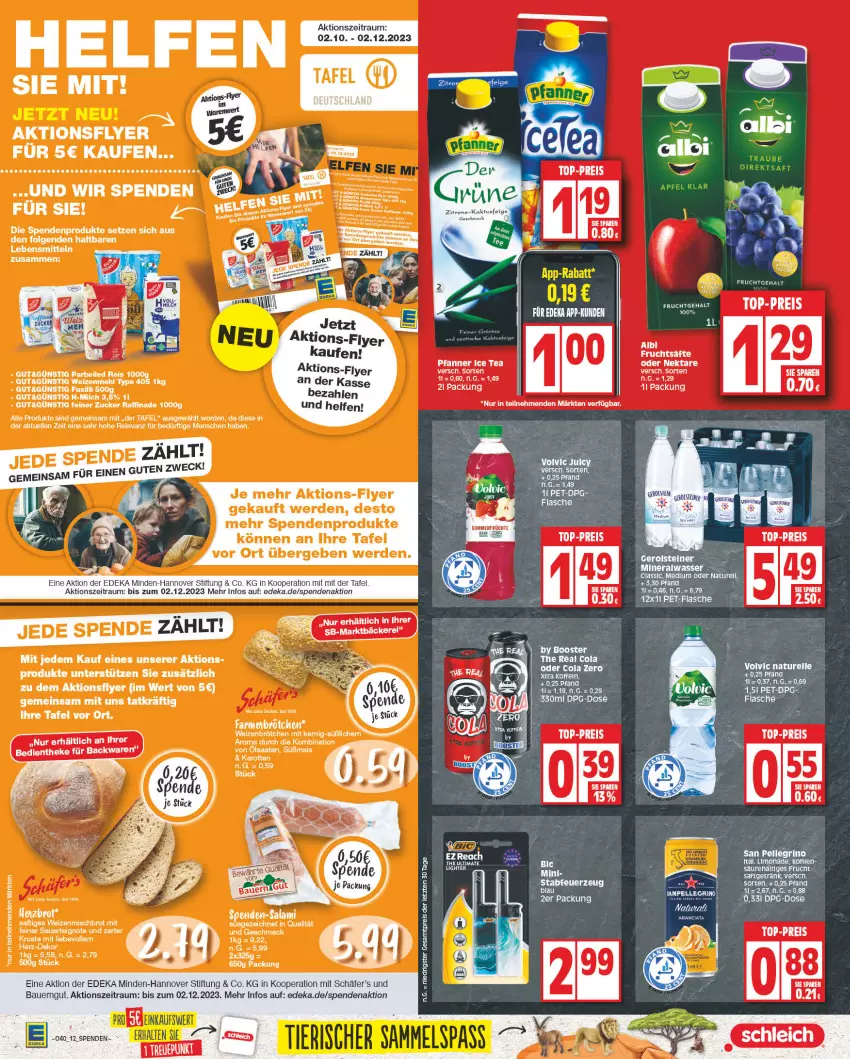 Aktueller Prospekt E Center - Angebote der Woche - von 02.10 bis 07.10.2023 - strona 12 - produkty: Alwa, auer, backwaren, Bau, Bauer, bauerngut, Bebe, brot, brötchen, cola, deka, eis, elle, erde, flasche, frucht, fruchtsäfte, fusilli, ice tea, karotten, lebensmittel, LG, mac, mais, mehl, milch, mineralwasser, Nektar, pfanne, Pfanner, reis, rel, saft, säfte, salami, Ti, top-preis, type 405, wasser, weizenbrötchen, weizenmehl, weizenmischbrot, zucker