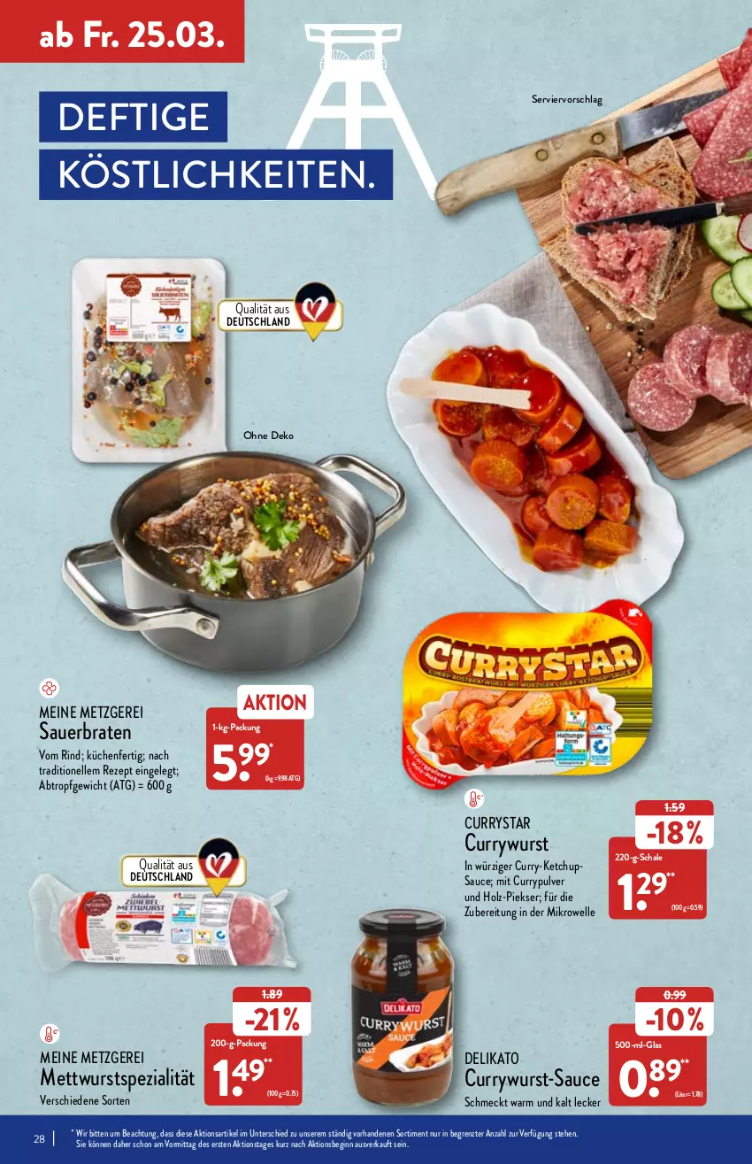 Aktueller Prospekt Aldi Nord - Aldi-Vorschau - von 21.03 bis 26.03.2022 - strona 28 - produkty: auer, braten, curry, currywurst, elle, gin, Holz, ketchup, küche, Küchen, Mett, mettwurst, mikrowelle, rezept, rind, sauce, Schal, Schale, Spezi, Ti, wurst, ZTE