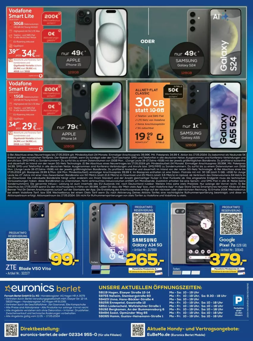 Aktueller Prospekt Euronics - Prospekte - von 11.05 bis 17.05.2024 - strona 12 - produkty: angebot, angebote, Apple, beko, eis, elle, ente, Handy, Heu, LG, reis, rel, Samsung, samsung galaxy, Samsung Galaxy A, smartphone, smartphones, Surf, tee, telefon, Ti, uhr, vodafone