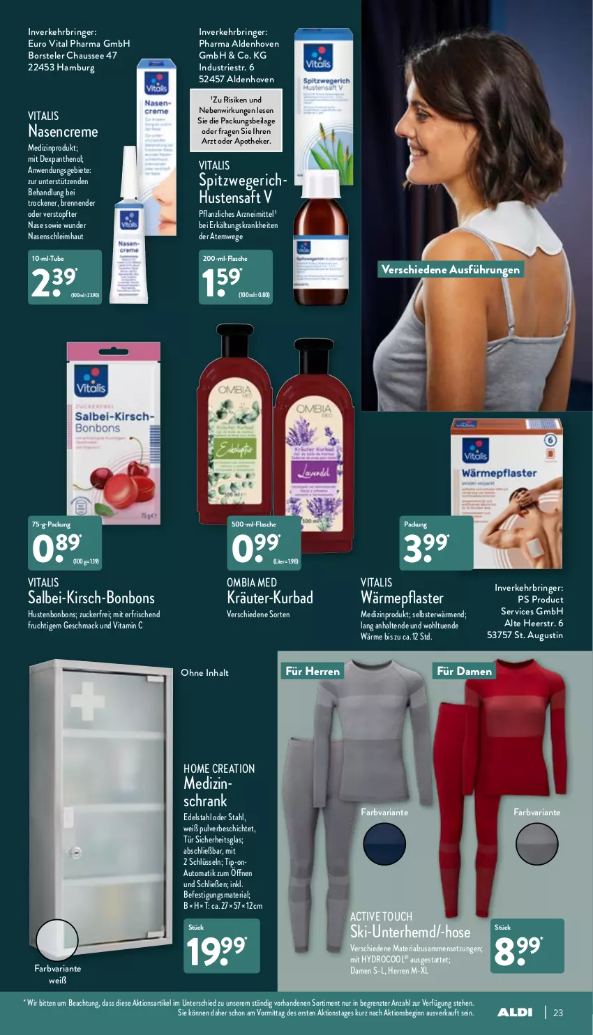 Aktueller Prospekt Aldi Nord - Aldi-Vorschau - von 27.12 bis 31.12.2021 - strona 23 - produkty: active touch, Apotheke, auto, Bad, bonbons, creme, edelstahl, Erkältungs, flasche, frucht, gin, hemd, hose, Hustenbonbons, ilag, kirsch, kräuter, mac, medizinprodukt, Panthenol, pflaster, Ria, ring, saft, Schrank, Ti, topf, Unterhemd, vita, vitalis, Vitamin C, ZTE, zucker