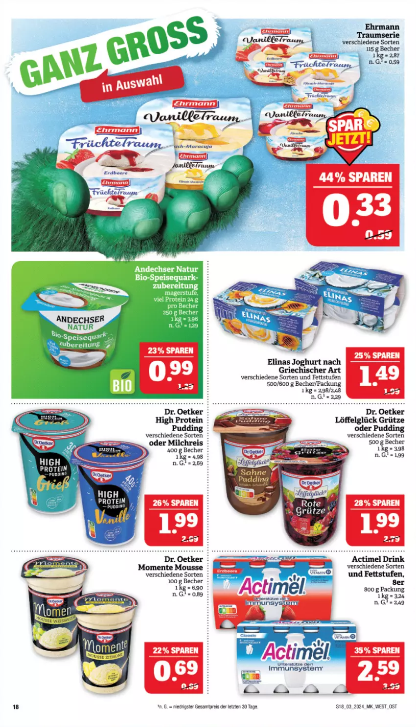 Aktueller Prospekt Marktkauf - Prospekt - von 14.01 bis 20.01.2024 - strona 18 - produkty: Becher, ehrmann, eis, elinas, elinas joghurt, ente, grütze, joghur, joghurt, joghurt nach, LG, Löffel, milch, milchreis, mousse, pudding, reis, vanille, ZTE