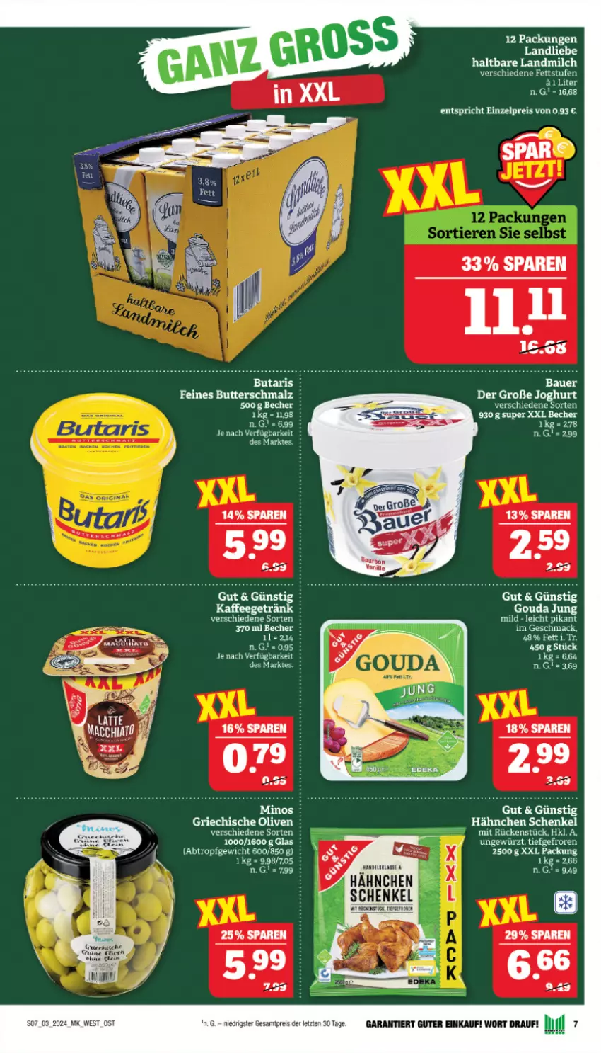 Aktueller Prospekt Marktkauf - Prospekt - von 14.01 bis 20.01.2024 - strona 7 - produkty: auer, Bau, Bauer, Becher, butter, Butterschmalz, eis, gouda, gouda jung, henkel, landliebe, landmilch, mac, malz, milch, olive, oliven, reis, schenkel, Schmalz, Ti, ZTE