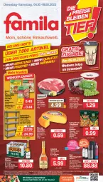 Gazetka promocyjna Famila - Prospekte - Gazetka - ważna od 08.10 do 08.10.2022 - strona 1 - produkty: angebot, angebote, aust, beutel, chantré, chips, chipsfrisch, Eckregal, eis, elle, ente, erdnuss, flasche, flippies, funny-frisch, holländischer schnittkäse, Käse, knorr, knorr fix, kraft, lebensmittel, nuss, Ofen, pils, pilsener, regal, reis, Schal, Schale, schnittkäse, schwein, steckregal, suppe, suppen, suppenliebe, tafeltrauben, teller, Ti, trauben, veltins, veltins pilsener, wasser, wassersprudler, wein, weinbrand, ZTE