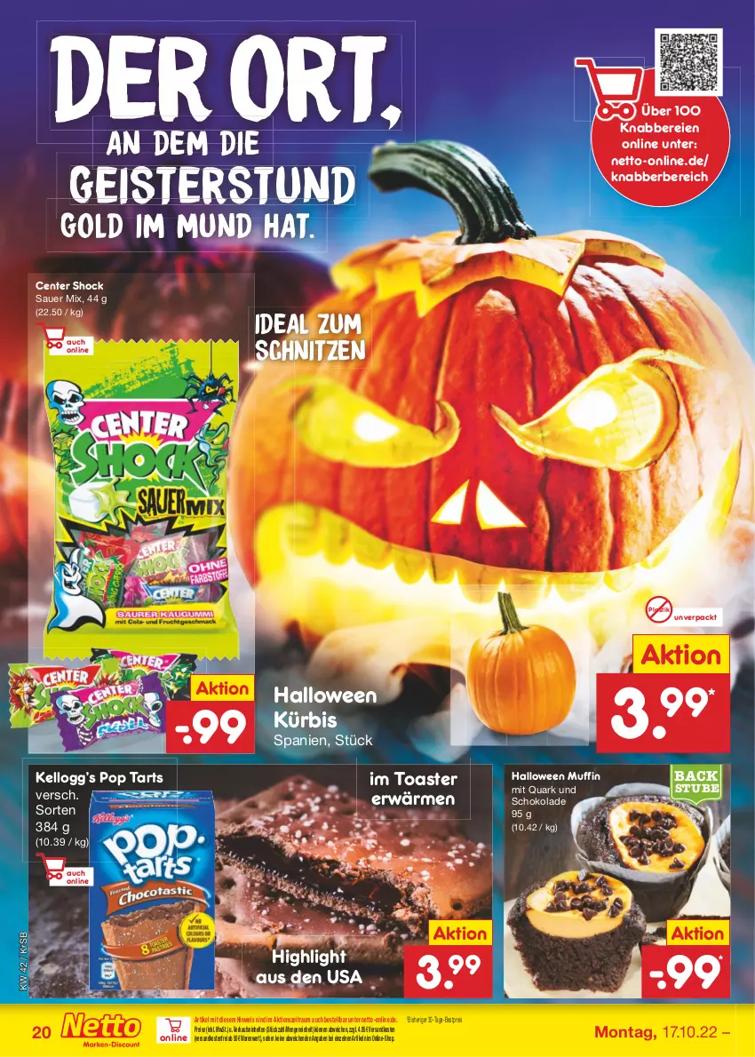 Aktueller Prospekt Netto Marken-Discount - Filial-Angebote - von 17.10 bis 22.10.2022 - strona 20 - produkty: asti, auer, bestpreis, eis, ente, Kürbis, Muffin, ndk, quark, reis, schoko, schokolade, stube, Ti, toast, toaster, versandkostenfrei