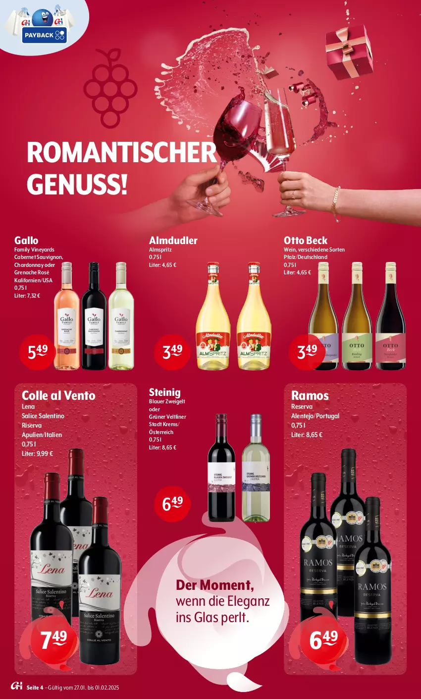 Aktueller Prospekt Getraenke Hoffmann - Prospekte - von 27.01 bis 01.02.2025 - strona 4 - produkty: almdudler, auer, blauer zweigelt, cabernet, cabernet sauvignon, chardonnay, ente, gallo, gallo family, grüner veltliner, nuss, riserva, sauvignon, Ti, tisch, wein, Zweigelt