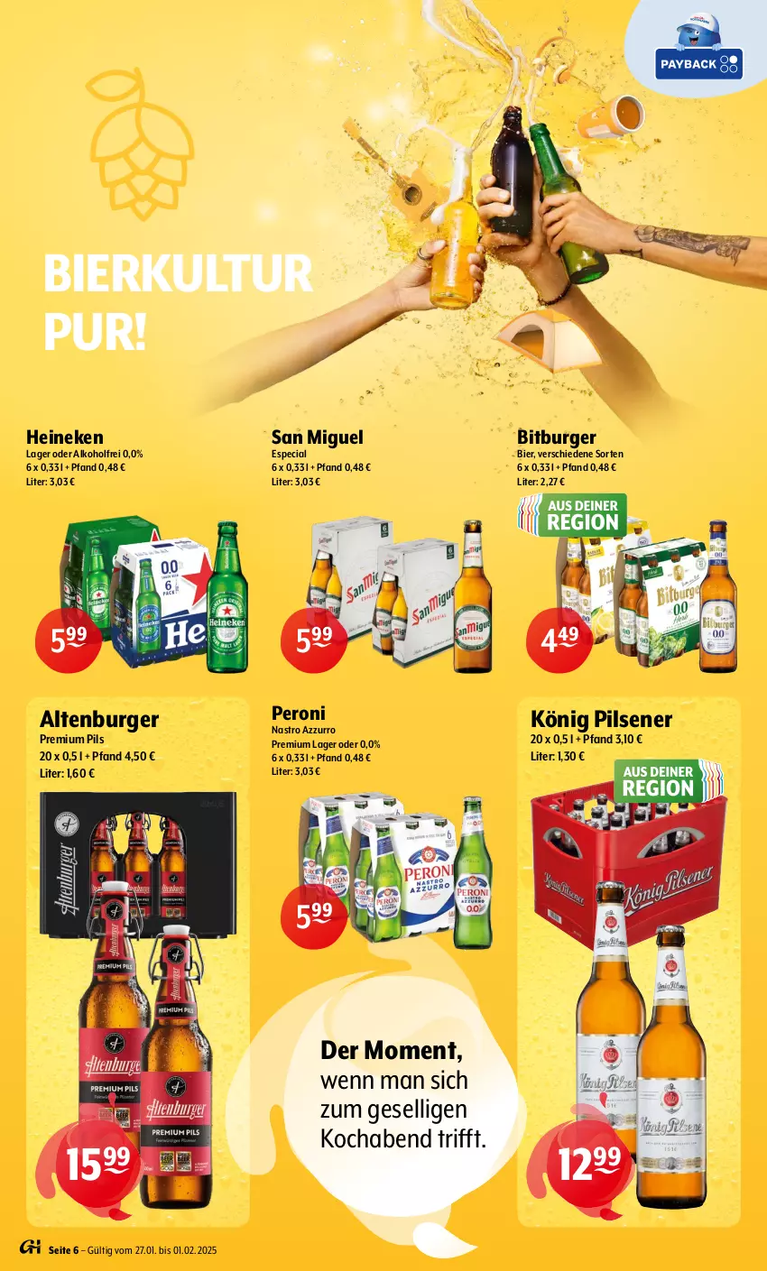 Aktueller Prospekt Getraenke Hoffmann - Prospekte - von 27.01 bis 01.02.2025 - strona 6 - produkty: alkohol, altenburger, bier, bitburger, burger, heineken, könig pilsener, Peroni, pils, pilsener, premium pils, Ti