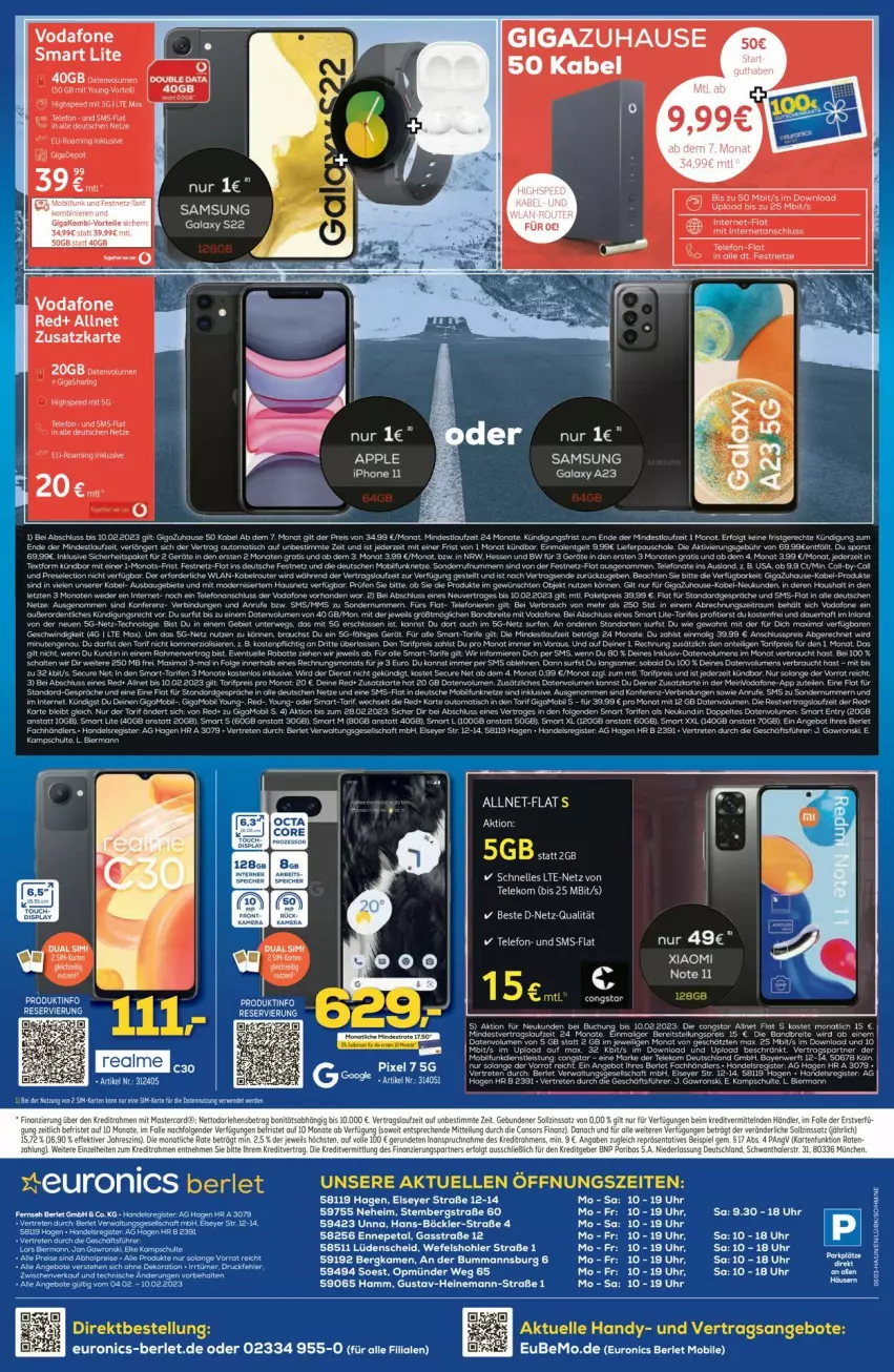 Aktueller Prospekt Euronics - Prospekte - von 08.02 bis 15.02.2023 - strona 10 - produkty: Abtei, angebot, angebote, eier, elle, ente, Handy, rel, Samsung, Surf, telefon, Ti, uhr, vodafone