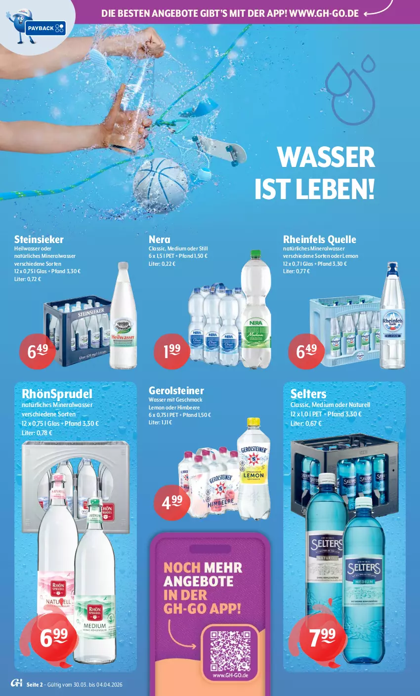 Aktueller Prospekt Getraenke Hoffmann - Prospekte - von 30.03 bis 04.04.2026 - strona 2 - produkty: Alwa, angebot, angebote, beere, elle, gerolsteine, gerolsteiner, himbeer, himbeere, mac, mineralwasser, natur, natürliches mineralwasser, rel, rheinfels quelle, RhönSprudel, Selters, Sprudel, steiner, Steinsieker, Ti, wasser