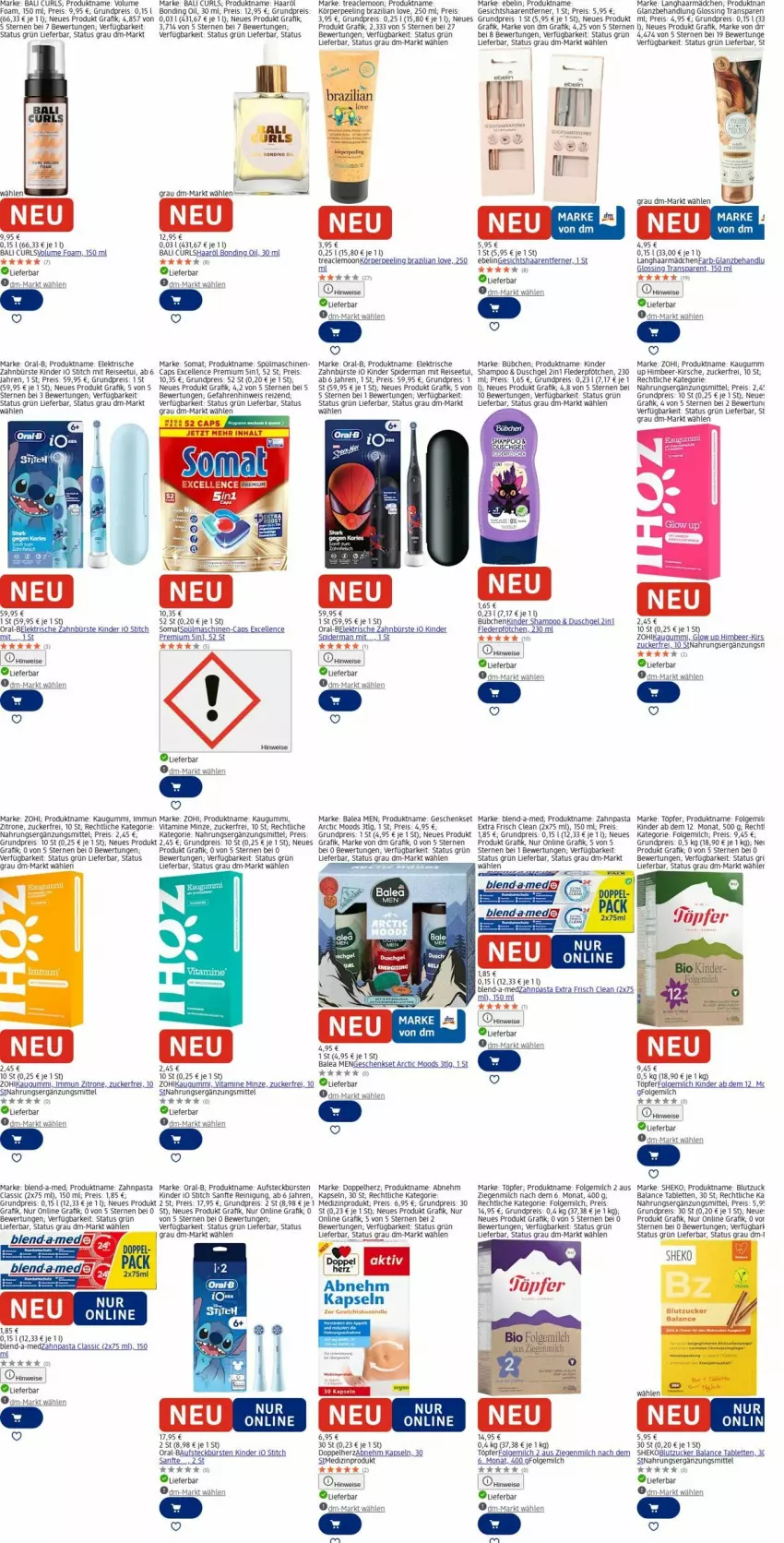 Aktueller Prospekt Dm Drogerie - Prospekte - von 03.11 bis 12.11.2025 - strona 18 - produkty: aufsteckbürsten, Bau, blend-a-med, Brazilian, bübchen, bürste, bürsten, Cap, doppelherz, duschgel, eis, elektrische zahnbürste, elle, folgemilch, geschenkset, himbeer, kaugummi, Kinder, kirsch, kirsche, LG, medizinprodukt, milch, minze, oral-b, pasta, Peeling, Reinigung, reis, shampoo, somat, spülmaschinen, tablet, tablett, Tablette, Ti, vita, Vitamine, wein, zahnbürste, zahnpasta, zitrone, zucker