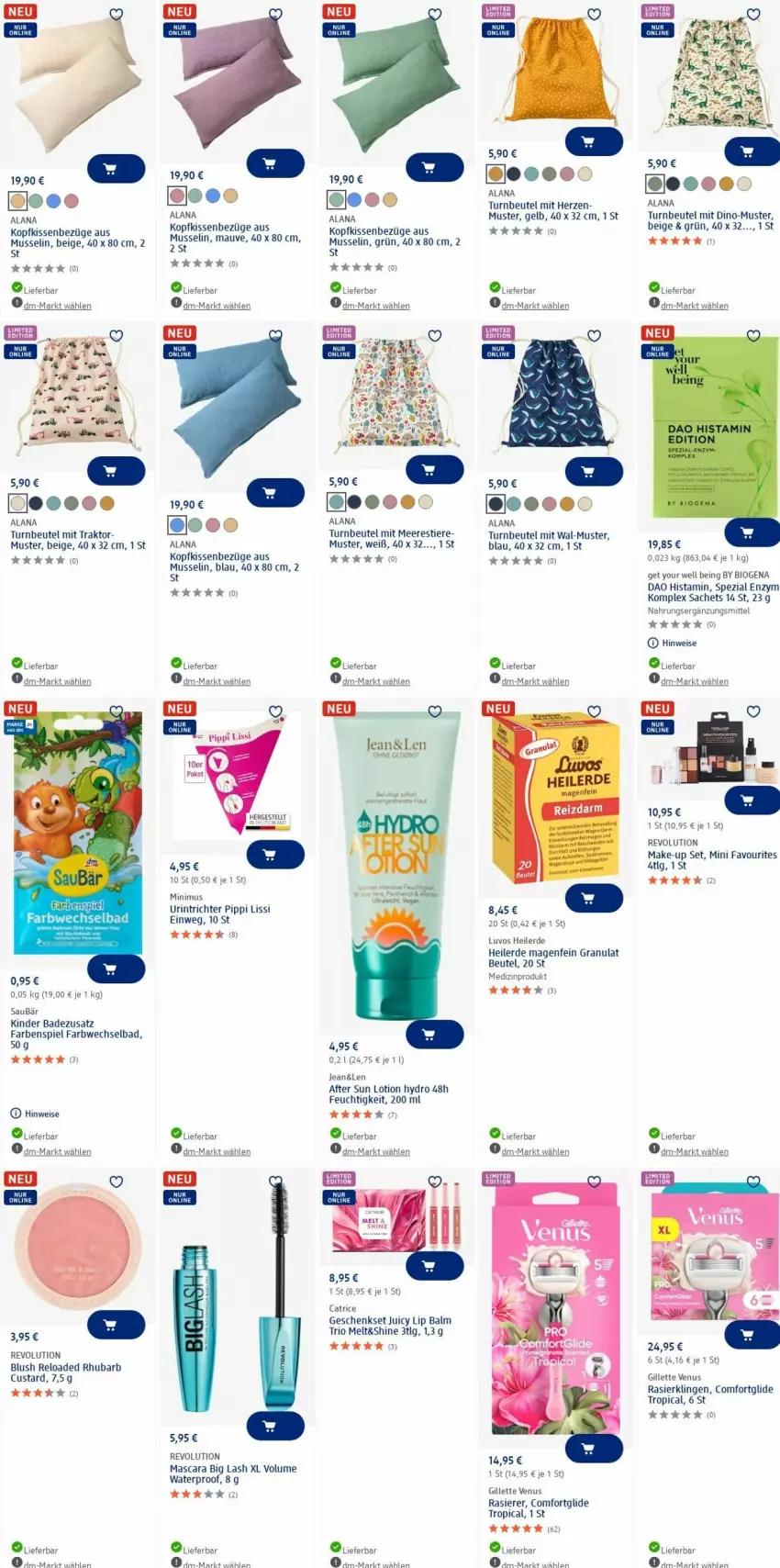 Aktueller Prospekt Dm Drogerie - Prospekte - von 30.06 bis 09.07.2025 - strona 10 - produkty: after sun, Bad, beutel, bio, eis, erde, Farbwechselbad, geschenkset, gillette, gillette venus, Kinder, kissen, kopfkissen, LG, Lotion, Make-up, medizinprodukt, rasierer, Rasierklinge, rasierklingen, rel, sac, Spezi, Stier, Sun Lotion, Ti, Tiere, venus, Yo