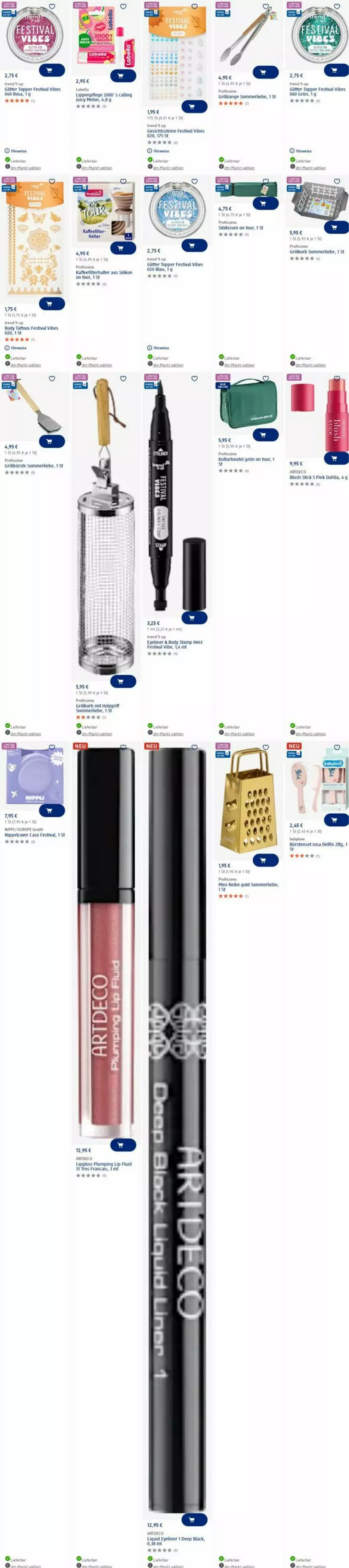 Aktueller Prospekt Dm Drogerie - Prospekte - von 30.06 bis 09.07.2025 - strona 14 - produkty: Bebe, beutel, body, eis, Eyeliner, grill, grillzange, hipp, Holz, kissen, korb, Labello, lack, LG, Lipgloss, Lippenpflege, mac, merl, sim, sitzkissen, tee, Ti, topper, uhr
