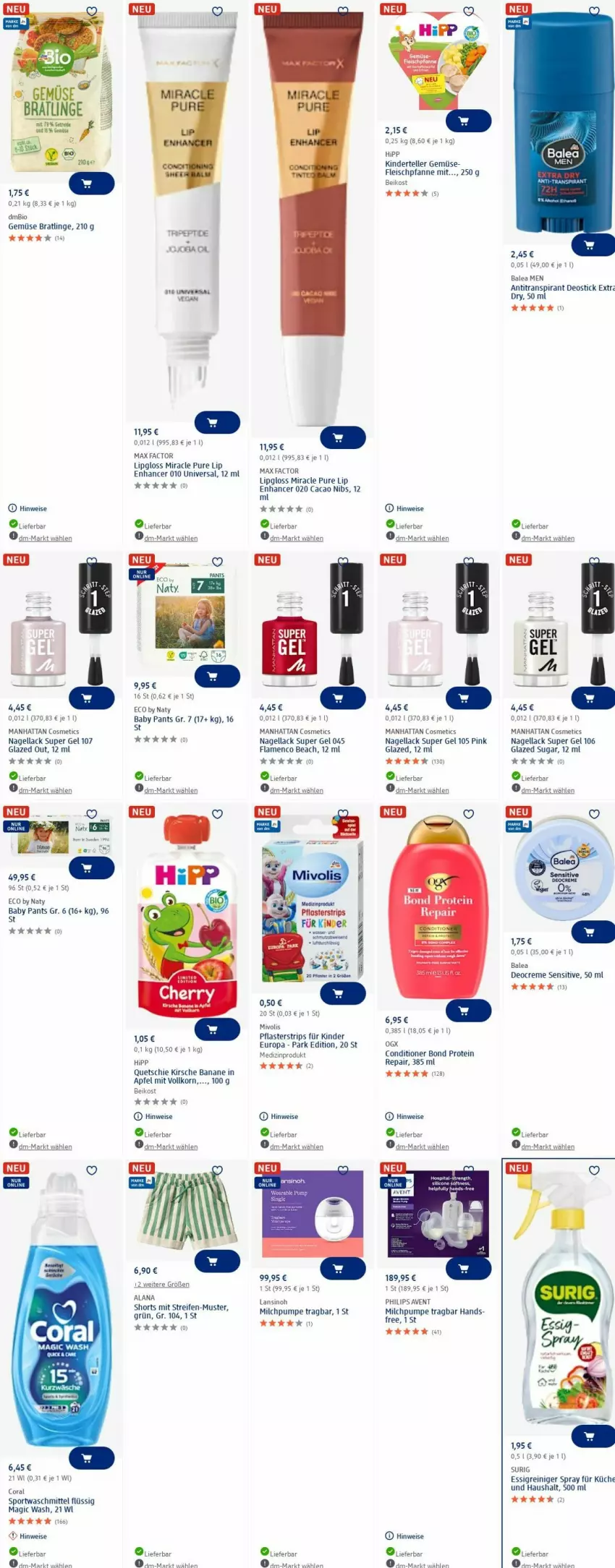 Aktueller Prospekt Dm Drogerie - Prospekte - von 30.06 bis 09.07.2025 - strona 17 - produkty: akku, Antitranspirant, apfel, banane, bio, bio gemüse, Coral, creme, deo, Deocreme, Deostick, eis, elle, essig, fleisch, hipp, HP, Kinder, kirsch, kirsche, korn, küche, lack, Lipgloss, Max Factor, medizinprodukt, milch, Nagellack, Pants, pfanne, pflaster, Philips, reifen, reiniger, shorts, Sport, teller, Ti, waschmittel