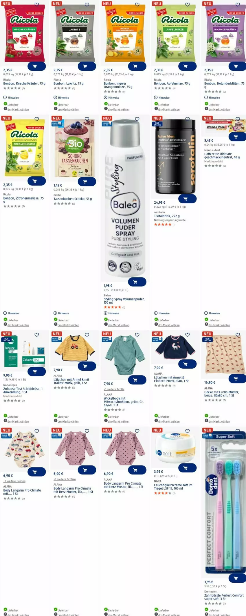 Aktueller Prospekt Dm Drogerie - Prospekte - von 30.06 bis 09.07.2025 - strona 4 - produkty: apfel, bett, bio, Blüte, body, bürste, cola, creme, decke, drink, eis, feuchtigkeitscreme, Haftcreme, holunder, holunderblüte, ingwer, kirsch, kirsche, kräuter, kuchen, Lakritz, Lätzche, mac, medizinprodukt, minze, nivea, orange, orangen, Ricola, schoko, tasse, Ti, vita, WICK, Wickelbody, zahnbürste, zitrone, zitronen