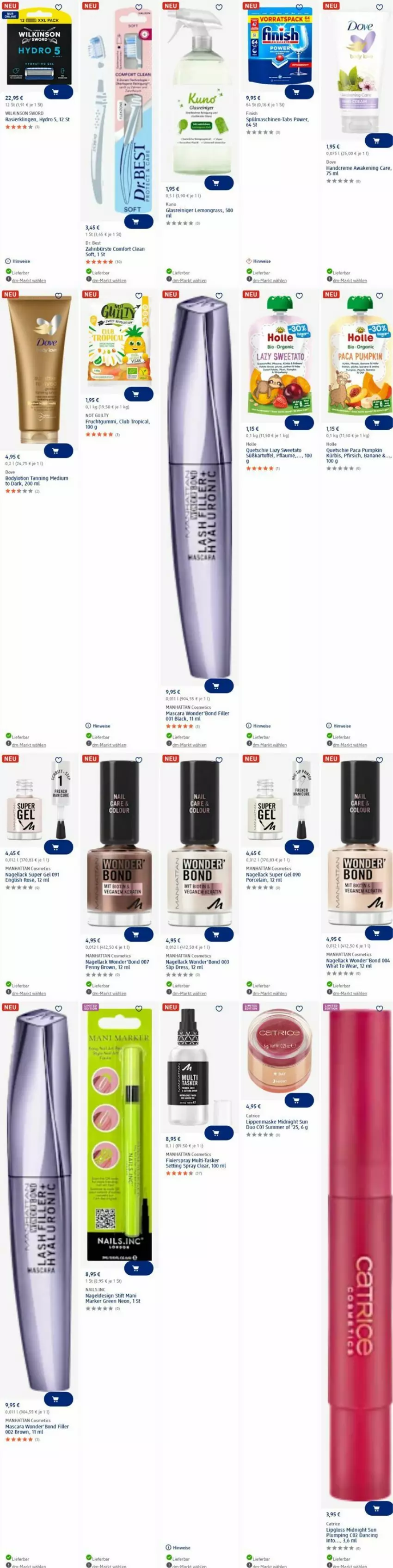 Aktueller Prospekt Dm Drogerie - Prospekte - von 30.06 bis 09.07.2025 - strona 5 - produkty: banane, bio, body, bodylotion, bürste, cin, creme, eis, Finish, frucht, fruchtgummi, Glasreiniger, handcreme, kartoffel, Kürbis, lack, Lipgloss, Lotion, mam, Mascara, Maske, Nagellack, pfirsich, pflaume, Rasierklinge, rasierklingen, reiniger, slip, spülmaschinen, Ti, uhr, wilkinson, zahnbürste