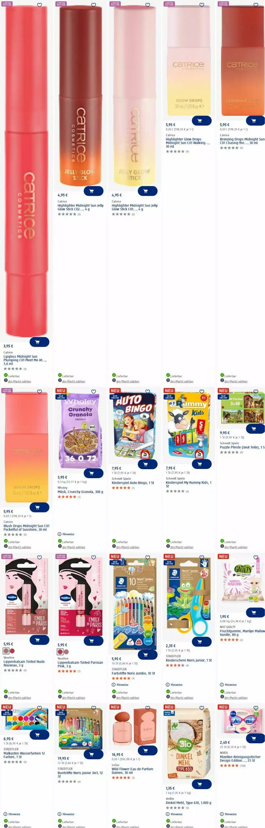 Aktueller Prospekt Dm Drogerie - Prospekte - von 30.06 bis 09.07.2025 - strona 6 - produkty: auto, balsam, bio, buntstifte, Eau de parfum, eis, elle, erde, farbstifte, frucht, fruchtgummi, jumbo, Kinder, Kinderspiel, Lipgloss, Lippenbalsam, mehl, mizellen, nivea, parfum, Puzzle, Reinigung, reinigungstücher, rum, Schere, Spiele, staedtler, stifte, sunshine, tee, Ti, tücher, vanille, Vase, wasser, Wild