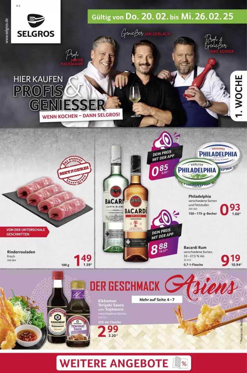 Aktueller Prospekt Selgros - Food - von 20.02 bis 26.02.2025 - strona 1 - produkty: bacardi, bacardi rum, Becher, eis, flasche, Kraut, kräuter, LG, philadelphia, reis, rind, rinder, Rinderroulade, rinderrouladen, rouladen, rum, Ti