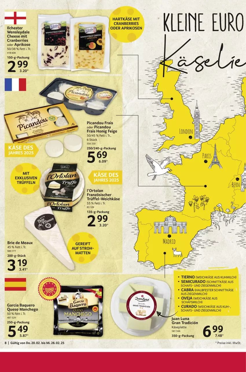 Aktueller Prospekt Selgros - Food - von 20.02 bis 26.02.2025 - strona 8 - produkty: aprikose, aprikosen, brie, cranberries, eis, halbfester schnittkäse, hartkäse, honig, Käse, latte, Manchego, milch, reis, schnittkäse, Ti, Trüffel, weichkäse