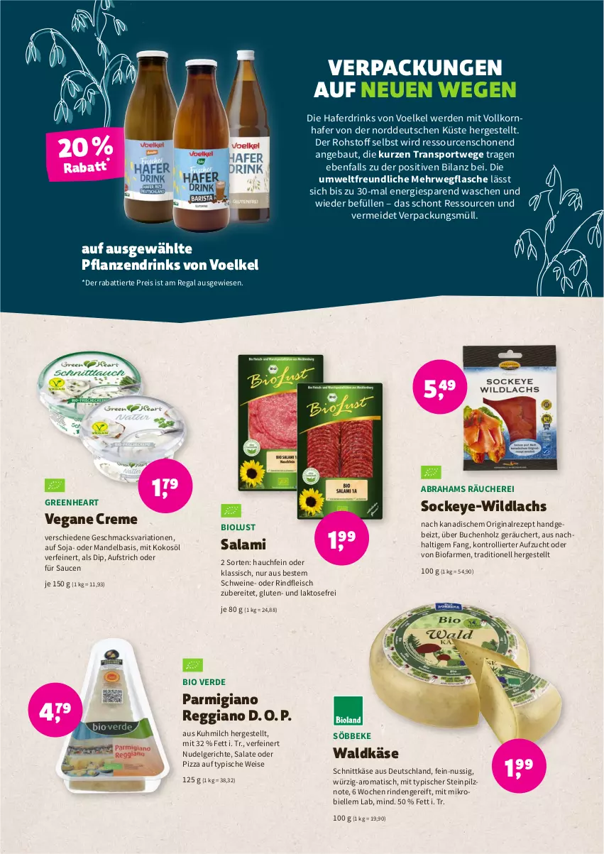 Aktueller Prospekt Denns Biomarkt - Prospekte - von 26.10 bis 08.11.2022 - strona 6 - produkty: aufstrich, Bau, bio, buch, creme, dip, drink, drinks, eis, elle, erde, flasche, fleisch, gin, hafer, Haferdrink, Holz, Käse, kokos, kokosöl, korn, lachs, LG, mac, mandel, milch, nudel, Nudelgericht, nuss, parmigiano, parmigiano reggiano, pflanze, pflanzen, pizza, regal, reggiano, reis, rezept, Ria, rind, rindfleisch, rwe, salami, salat, salate, sauce, saucen, schnittkäse, schwein, schweine, söbbeke, soja, Sport, Ti, tisch, trolli, wein, weine, Wild, wildlachs