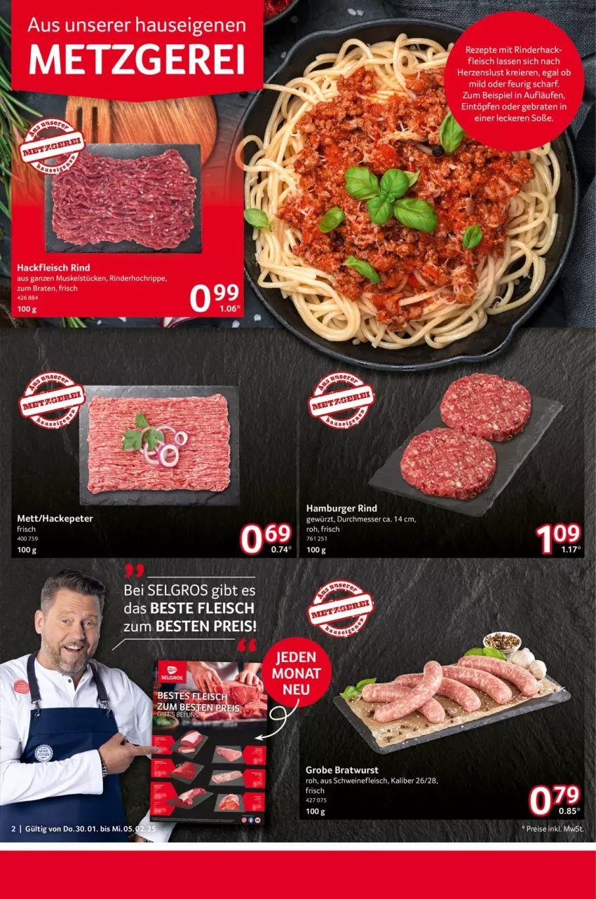 Aktueller Prospekt Selgros - Food - von 30.01 bis 05.02.2025 - strona 2 - produkty: braten, burger, eintöpfe, eis, fleisch, gewürz, hackfleisch, hamburger, LG, messer, Mett, reis, rezept, rezepte, rind, rinder, schwein, schweine, schweinefleisch, Soße, Ti, wein, weine