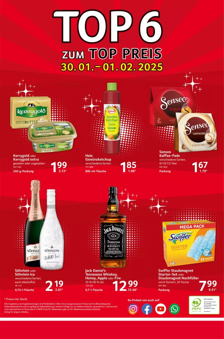 Aktueller Prospekt Selgros - Food - von 30.01 bis 05.02.2025 - strona 24 - produkty: alkohol, angebot, angebote, Apple, eis, flasche, gewürz, gewürzketchup, kaffee, kaffee-pads, kerrygold, ketchup, LG, Rauch, reis, salz, söhnlein, staubmagnet, swiffer, tee, tennessee whiskey, Ti, tücher, whiskey