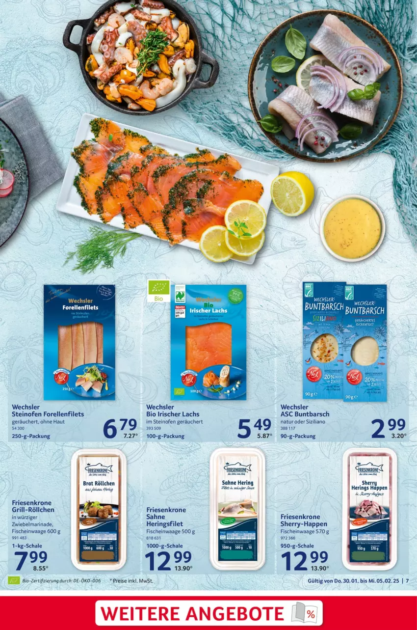 Aktueller Prospekt Selgros - Food - von 30.01 bis 05.02.2025 - strona 7 - produkty: bio, eis, elle, filet, filets, fisch, fische, forelle, grill, hering, Herings, krone, lachs, marinade, natur, Ofen, reis, rel, ring, sahne, Schal, Schale, steinofen, Ti, Waage, zwiebel