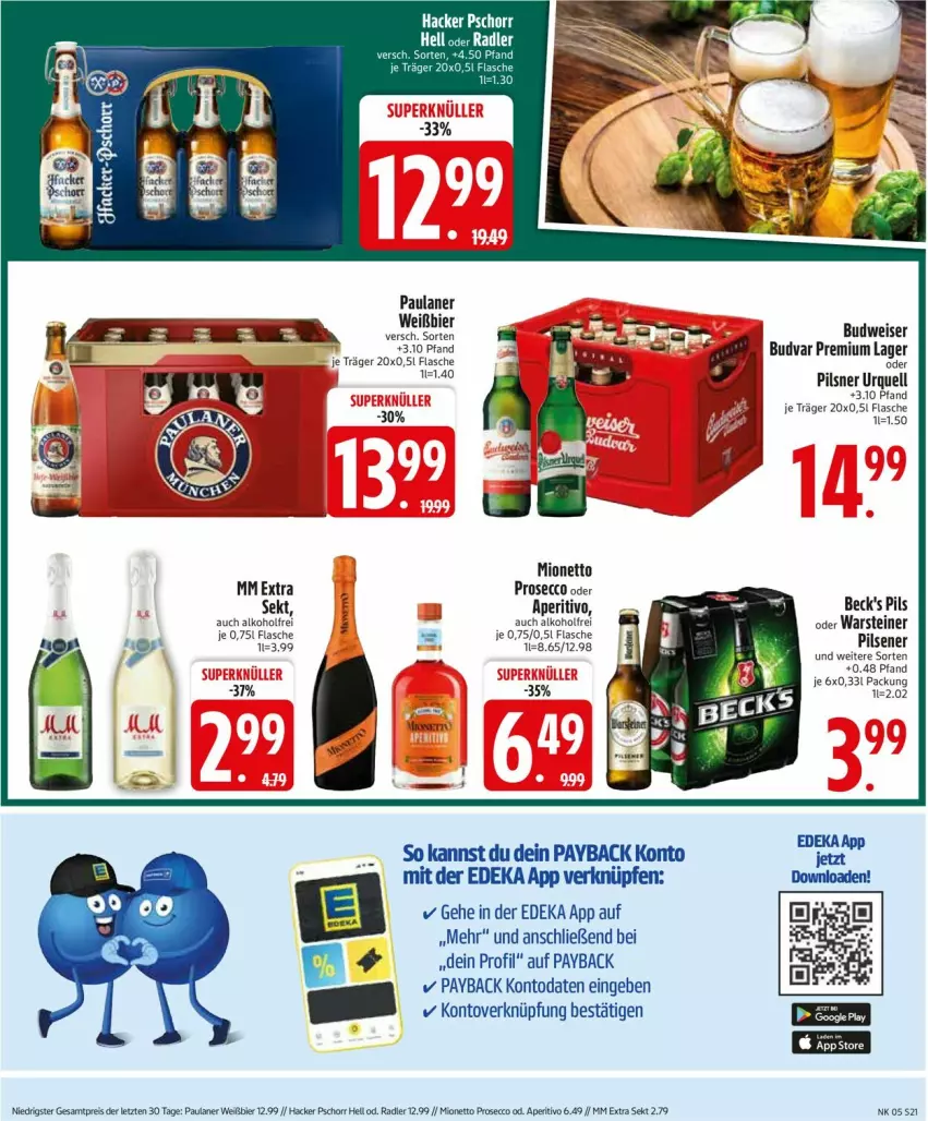 Aktueller Prospekt Edeka - Prospekte - von 26.01 bis 31.01.2026 - strona 23 - produkty: alkohol, beck's, bier, budweiser, deka, ecco, eis, flasche, mionetto, mm extra, Paula, paulaner, payback, pils, pilsner, prosecco, radler, sekt, steiner, Ti, warsteiner, ZTE