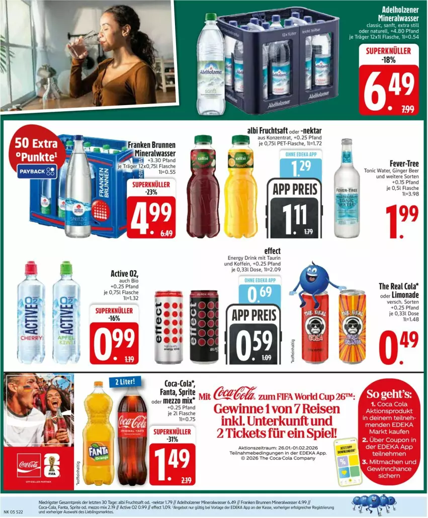 Aktueller Prospekt Edeka - Prospekte - von 26.01 bis 31.01.2026 - strona 24 - produkty: Alwa, angebot, bio, brunnen, coca-cola, cola, deka, drink, Effect, eis, energy drink, fanta, fever-tree, flasche, franken brunnen, frucht, fruchtsaft, gin, ginger, LG, limo, limonade, Mezzo Mix, mineralwasser, Nektar, pet-flasche, reis, saft, sprite, Ti, tonic, tonic water, wasser, ZTE