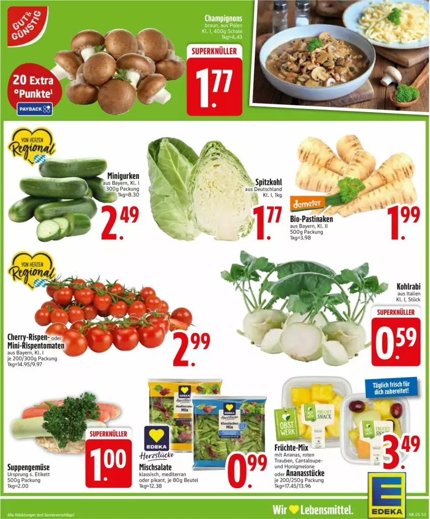 Aktueller Prospekt Edeka - Prospekte - von 26.01 bis 31.01.2026 - strona 5 - produkty: ananas, Ananasstücke, asti, beutel, bio, deka, gurke, gurken, kohlrabi, LG, melone, salat, salate, spitzkohl, suppe, suppen, Ti, trauben